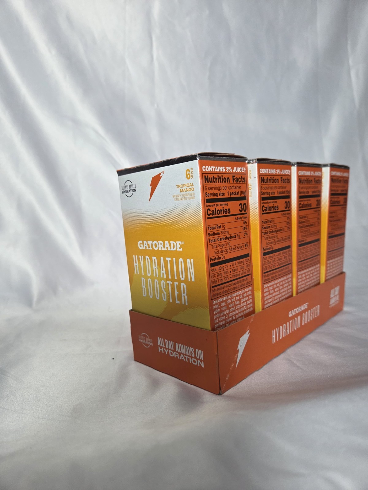 (4) Gatorade Hydration Booster Tropical Mango Electrolyte Drink- 6ct each