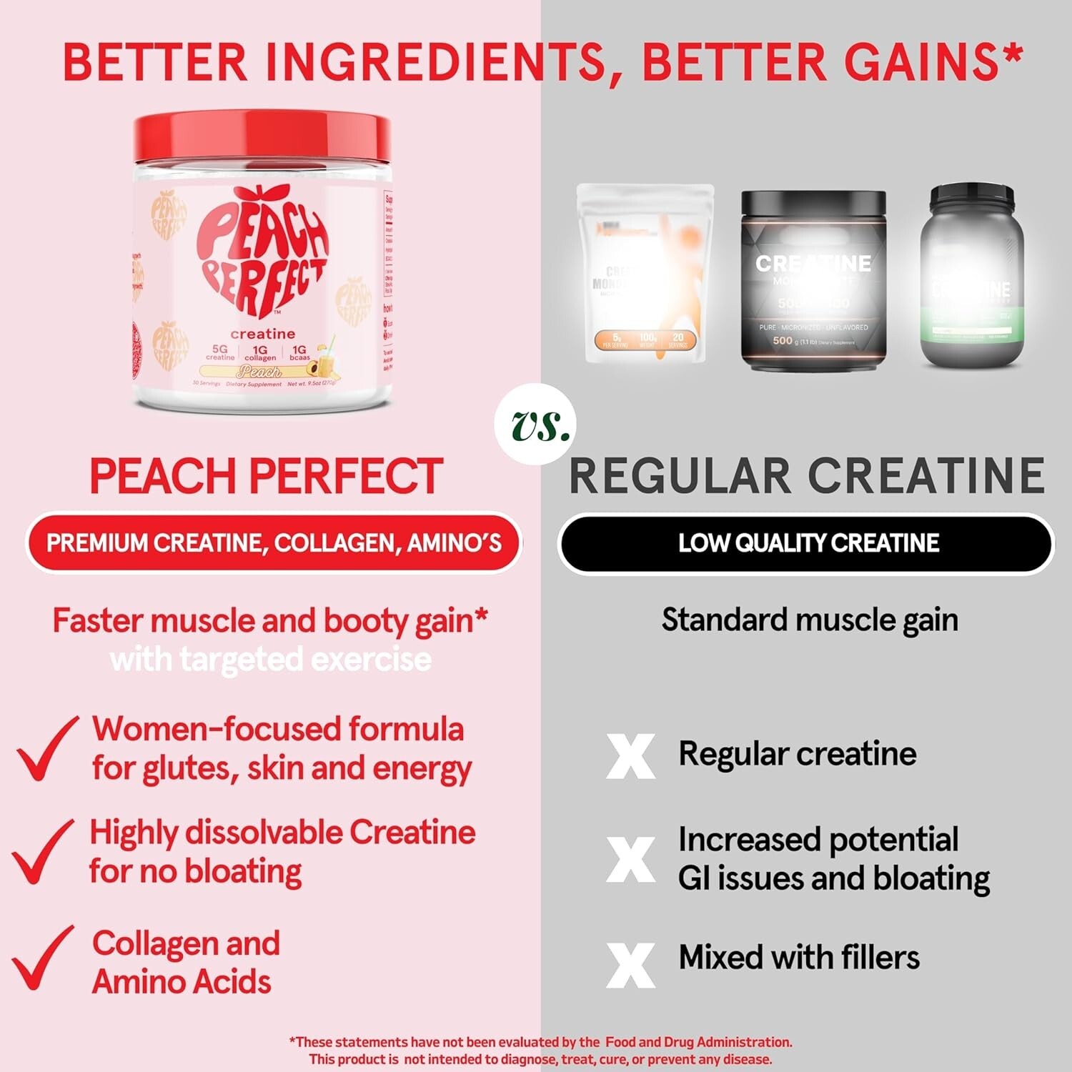 Creatine Monohydrate Powder, Pink Lemonade, Glute Builder Creatine for Women
