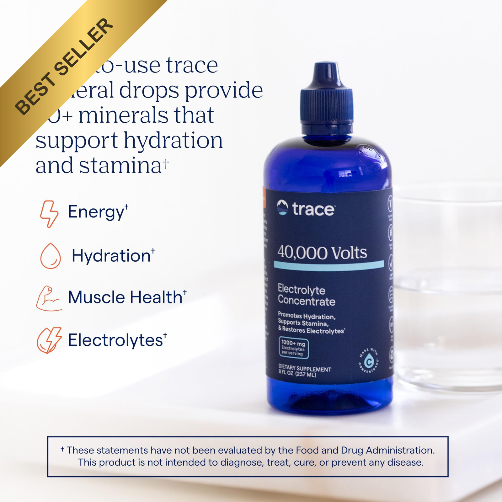 Trace Minerals 40000 Volts Electrolyte Concentrate 48 Servings Ionic Magnesium
