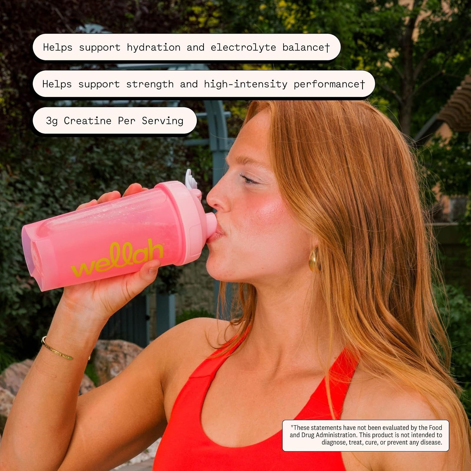 Wellah Creatine + Electrolytes Powder Strawberry Lemonade 30 Servings