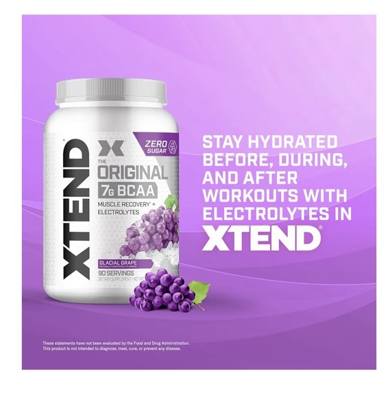 90 Servings Xtend Original BCAA Powder Muscle Recovery 90 Servings Glacial Grape