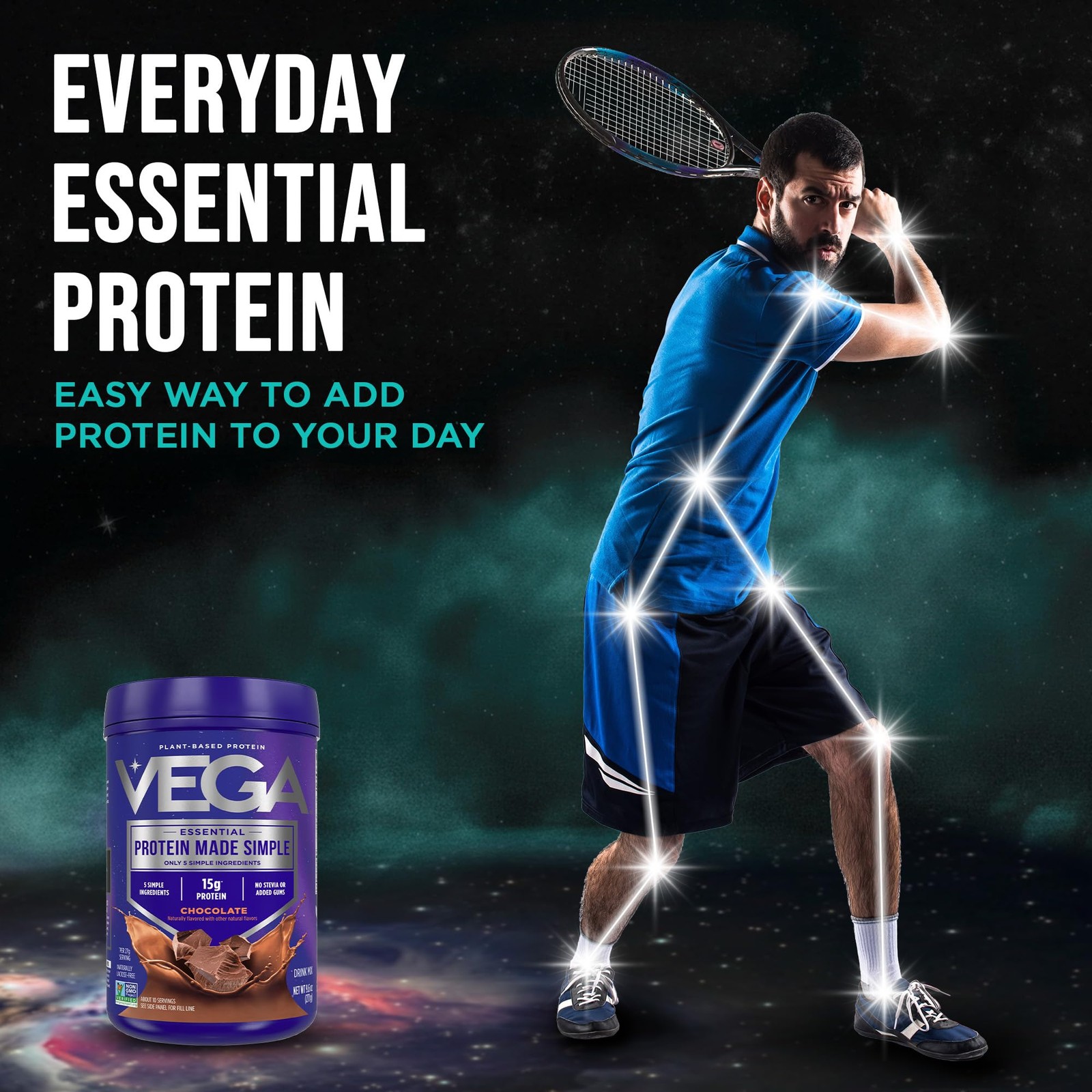 Vega Protein Made Simple 9.6 Ounce (10 Servings) (Pack of 1), Dark Chocolate