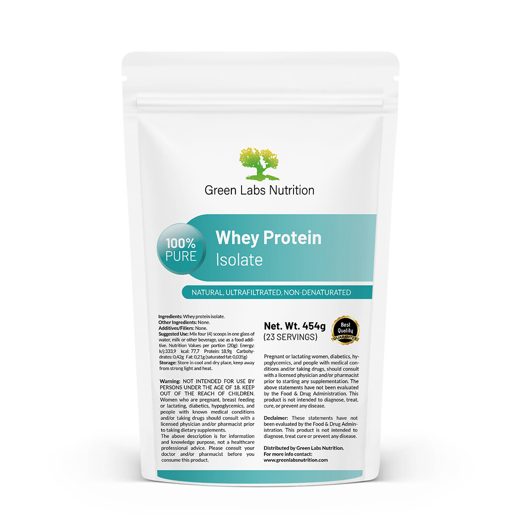Whey Protein Isolate WPI 90% 454g Pure Powder Unflavored