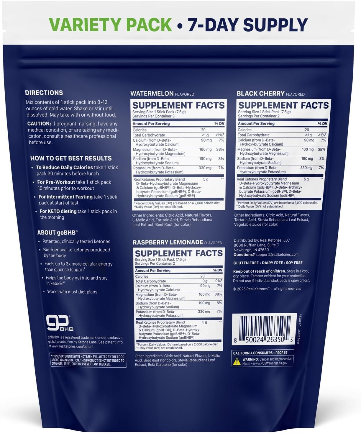 Real Ketones BHB Exogenous Ketones Drink Mix Packets Keto Electrolytes Powder Pa