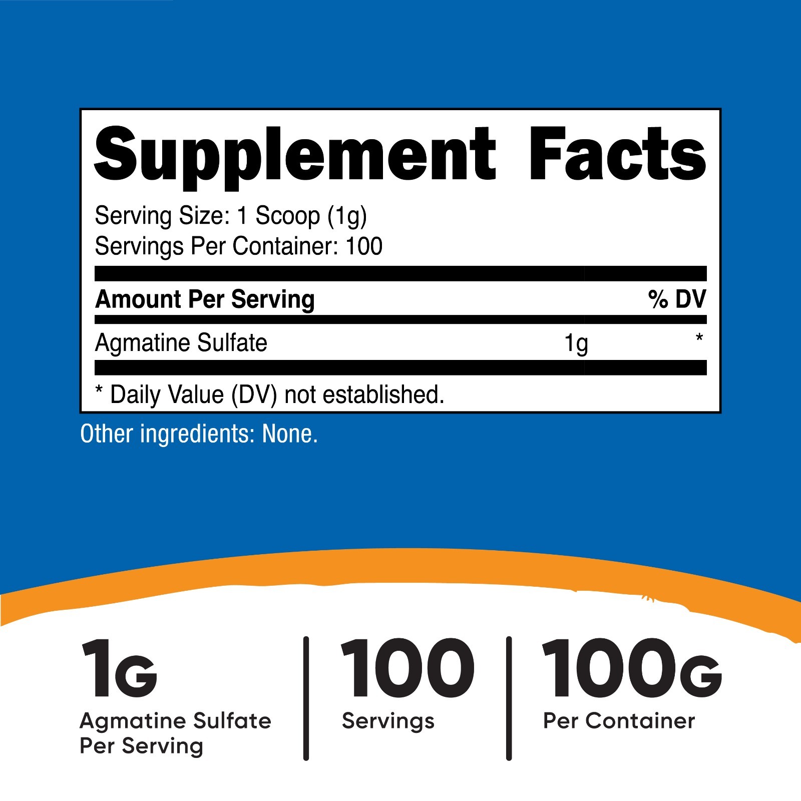 Nutricost Agmatine 100 Grams – 100 Servings of 1000mg Pure Agmatine Sulfate