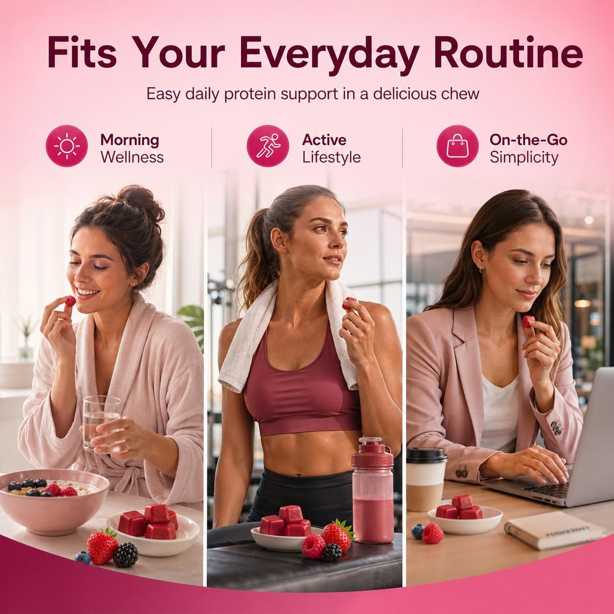 Oaka Protein Gummies 20G Protein Per Day Zero Sugar Mixed Berries Flavor Daily