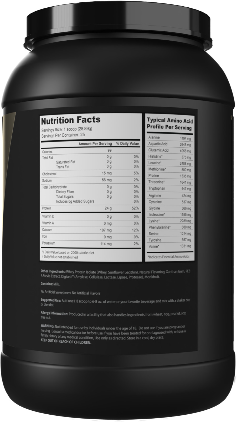 Whey Protein Isolate with Digestive Enzymes Vyotech Nutritionals Zero Carb