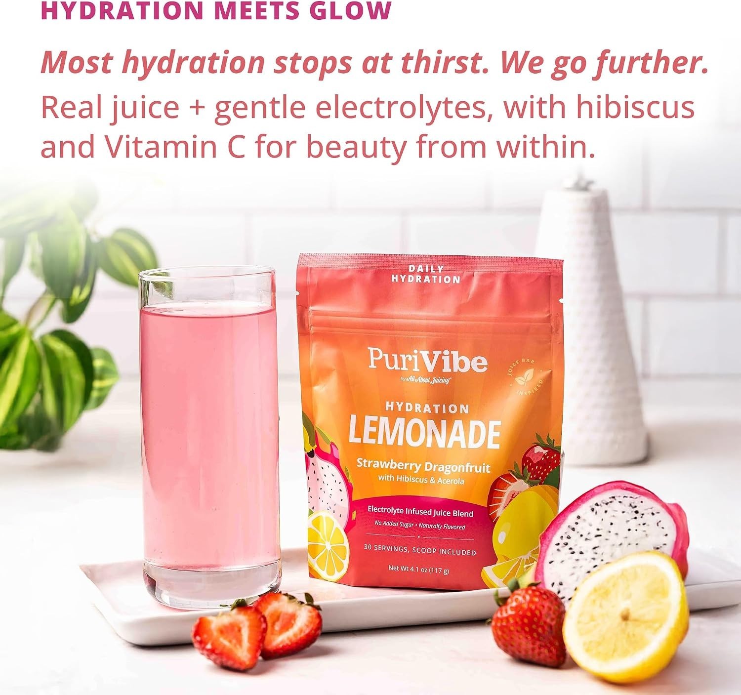Hydration Lemonade Electrolyte Powder Drink Mix – Strawberry Dragonfruit