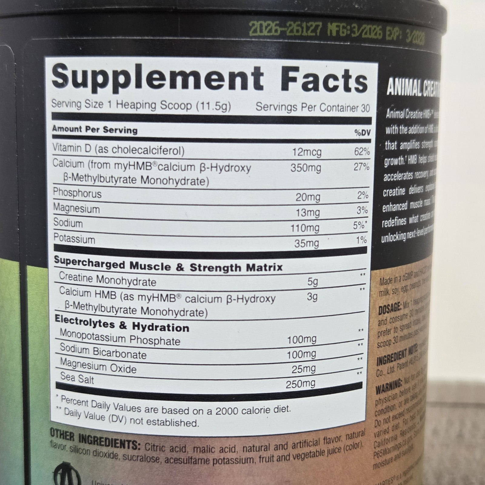 Animal Creatine HMB Powder x Smarties 3g myHMB + 5g Creatine Monohydrate