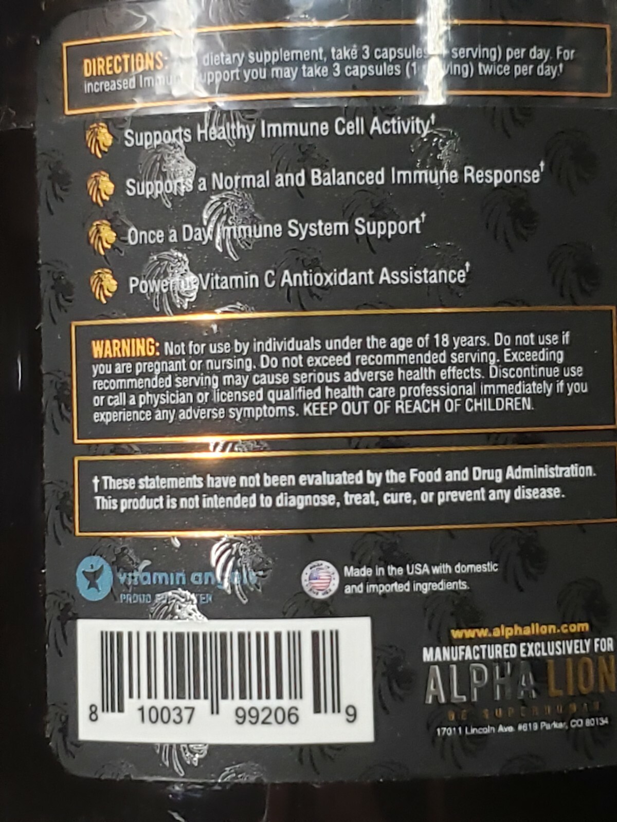 ALPHA LION – SUPER HUMAN ARMOR – 90 Capsules – Immune Support – Exp 2/2027
