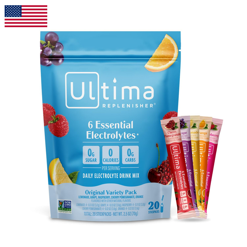 Ultima Replenisher Daily Electrolyte Powder Drink Mix Sugar Original Variety 20