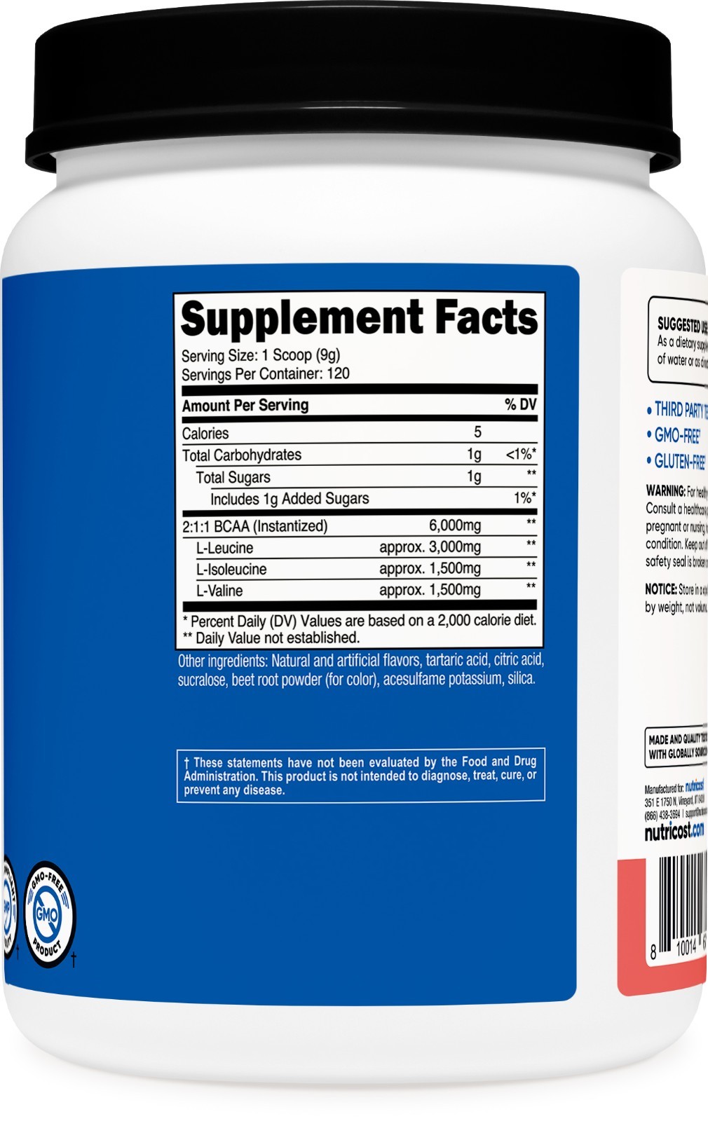 Nutricost BCAA Powder 2:1:1 – 120 Servings (Watermelon)