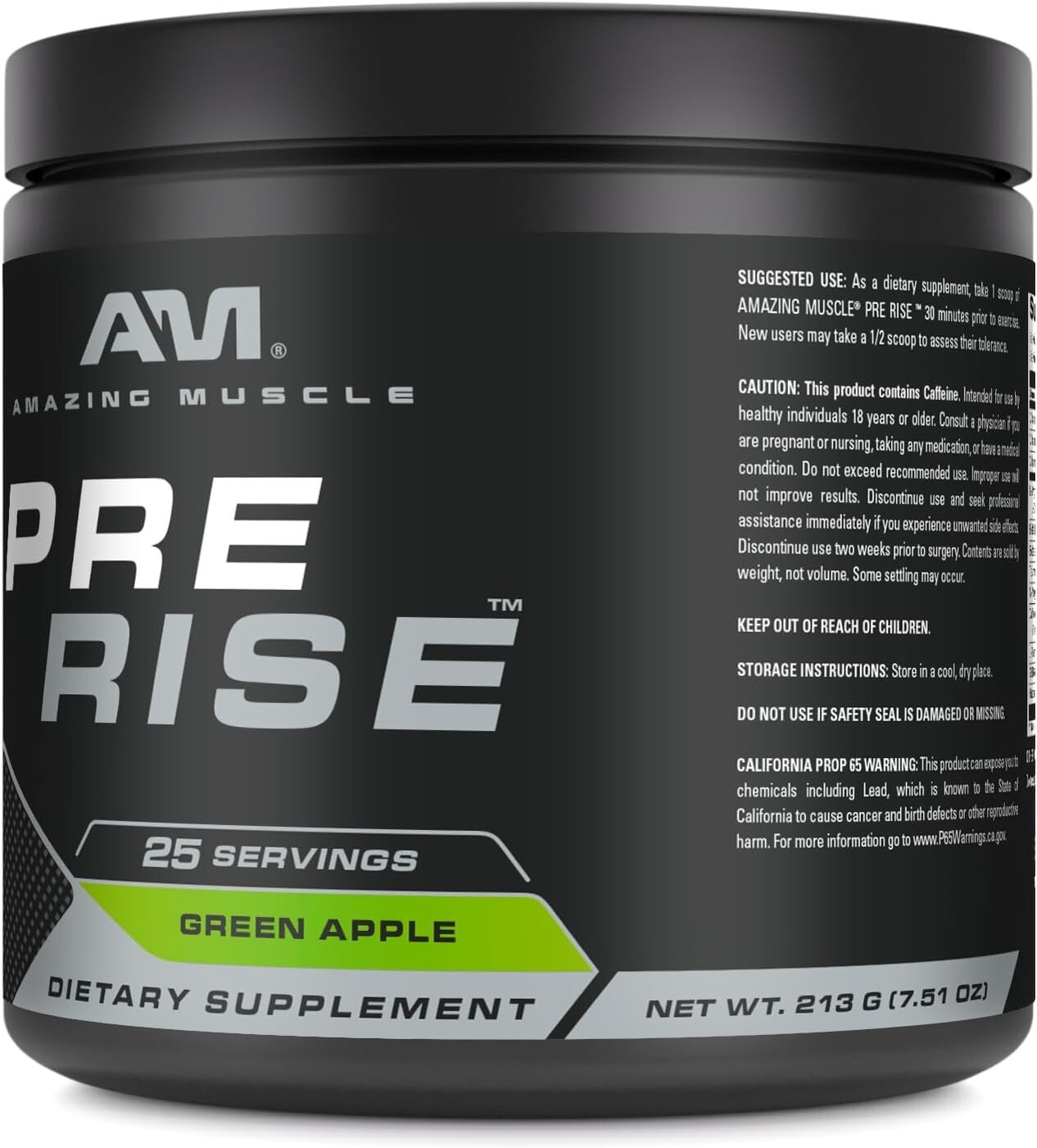 Pre Rise | Pre-Workout Powder Supplement – Green Apple Flavor – 7.51 oz.