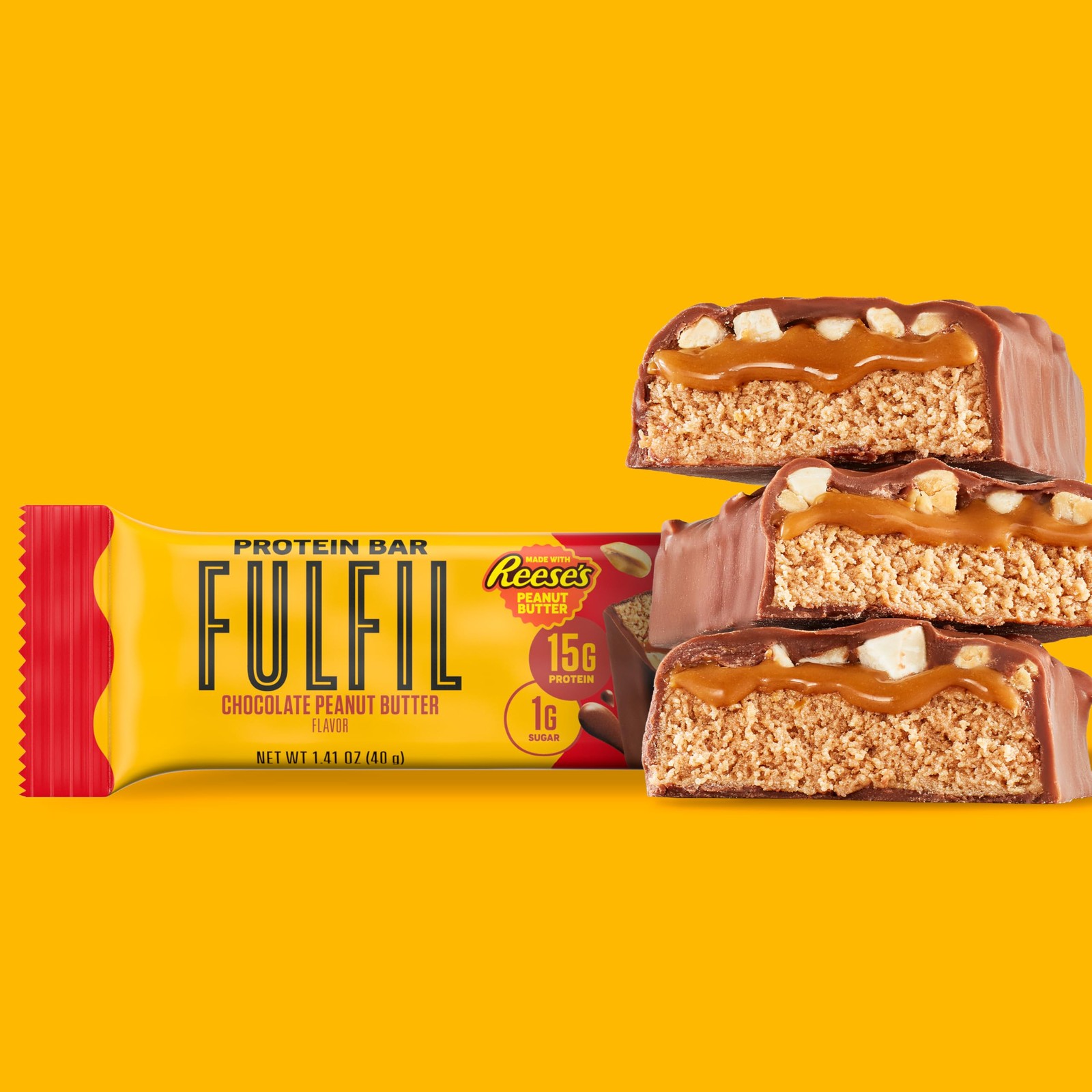 Fulfil Chocolate Peanut Butter Flavored Protein Bar Made Reeses Peanut Butter