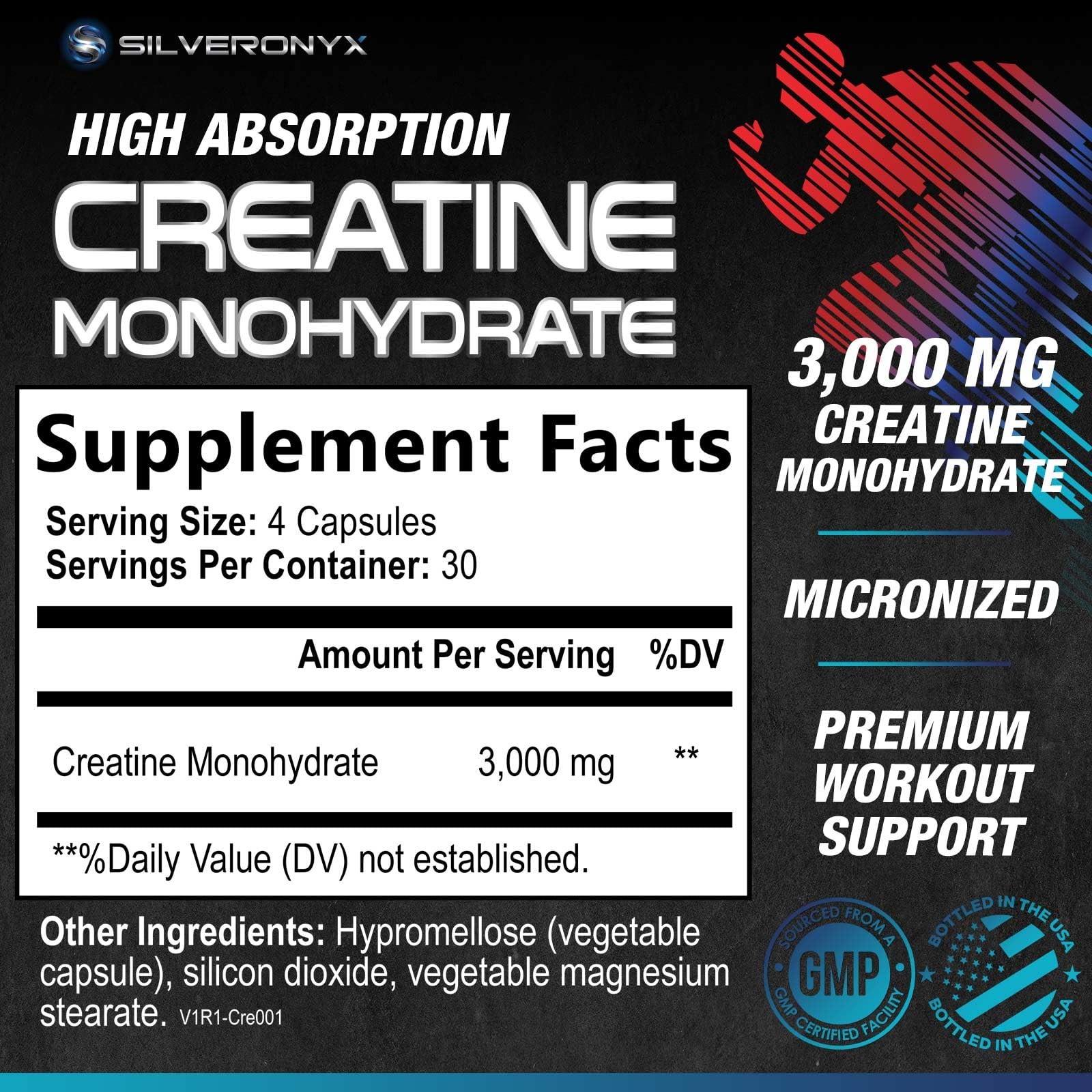 Creatine Monohydrate Capsules 3000mg – Micronized 120 Count (Pack of 1)
