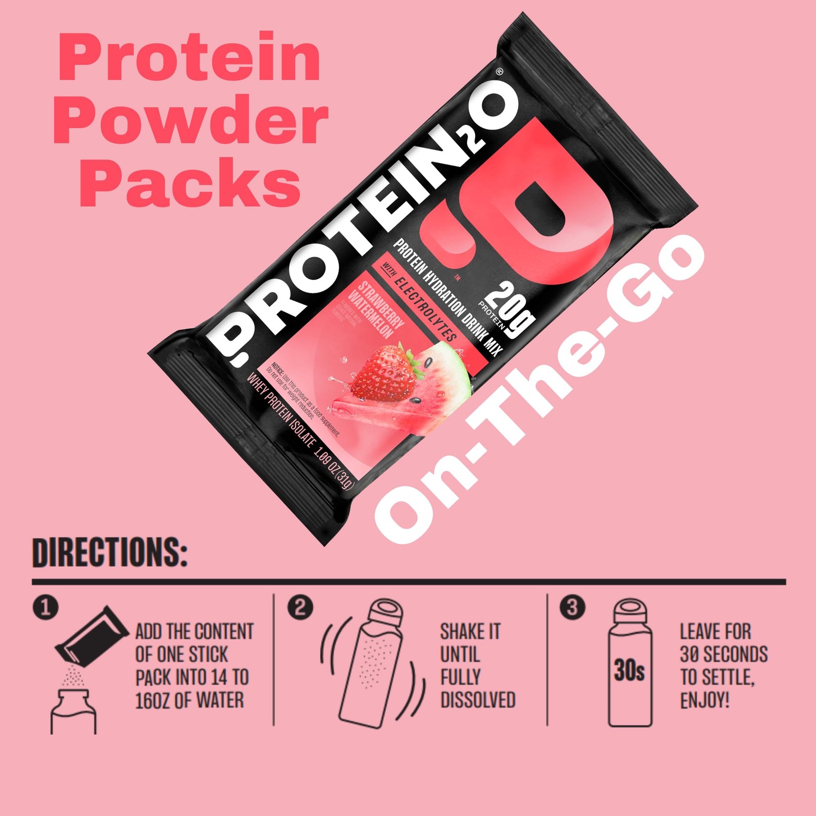 Protein2o 20g Whey Protein Isolate Clear 1.09 Ounce (Pack of 8)