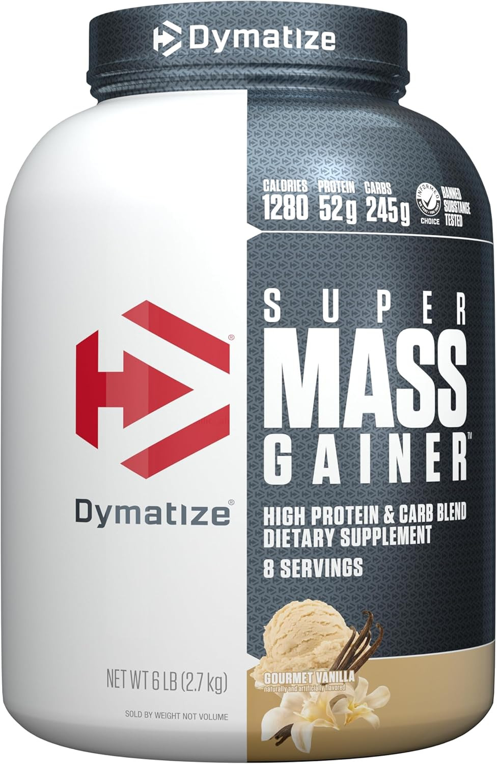 Super Mass Gainer Protein Powder, Gourmet Vanilla, 52G Protein, 1G Creatine, 128