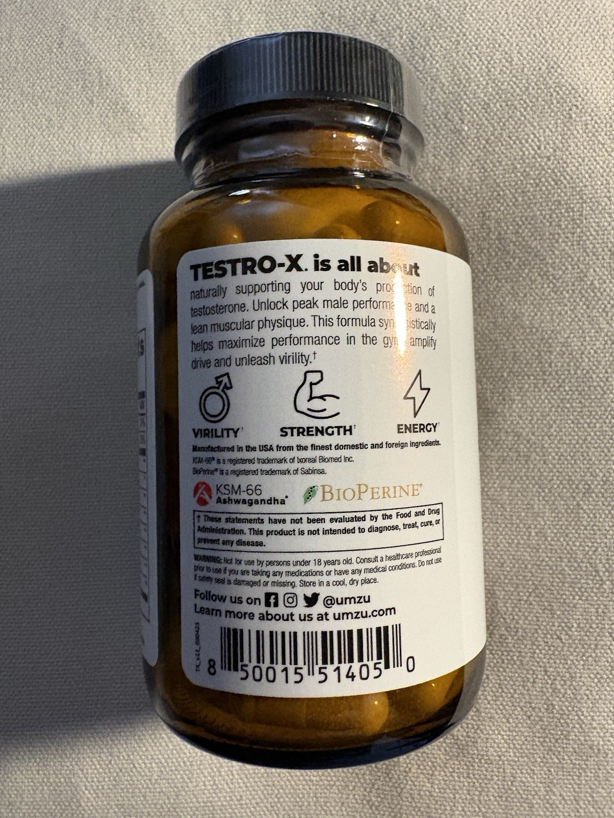 UMZU Testro-X Men’s Supplement – 90 Capsules – Boosts Energy & Muscle Recovery