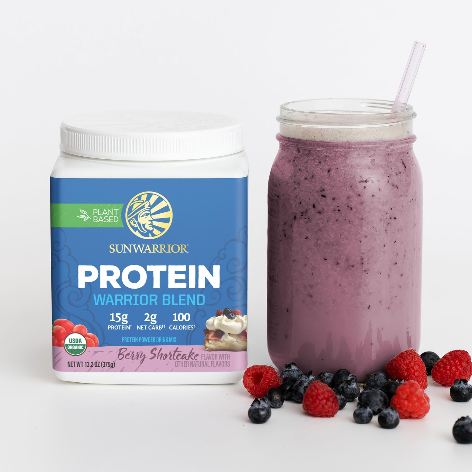 Warrior Blend, Plant Based, Vegan Protein Powder with Peas & Hemp, Berry, 13…