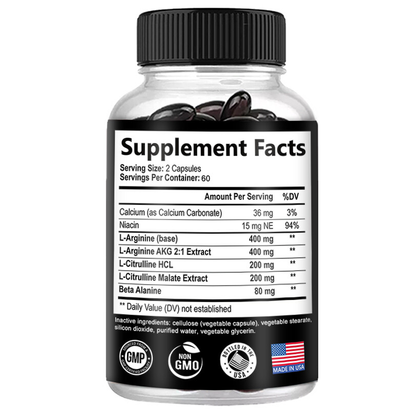 Nitric Oxide L-Arginine Pre Workout+Testosterone Booster,Men’s,Test 120Capsules