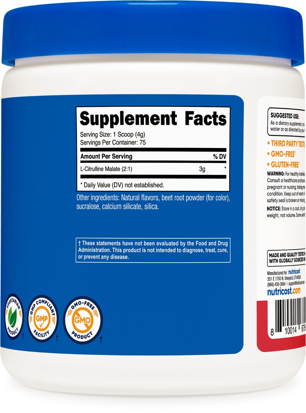 Nutricost L-Citrulline Malate Powder (300G) (Strawberry Kiwi)