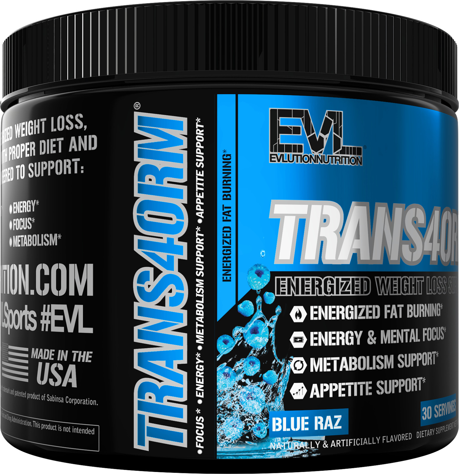 Evlution Nutrition Trans4orm – Fat Burning Support – Blue Raz – 30 Servings