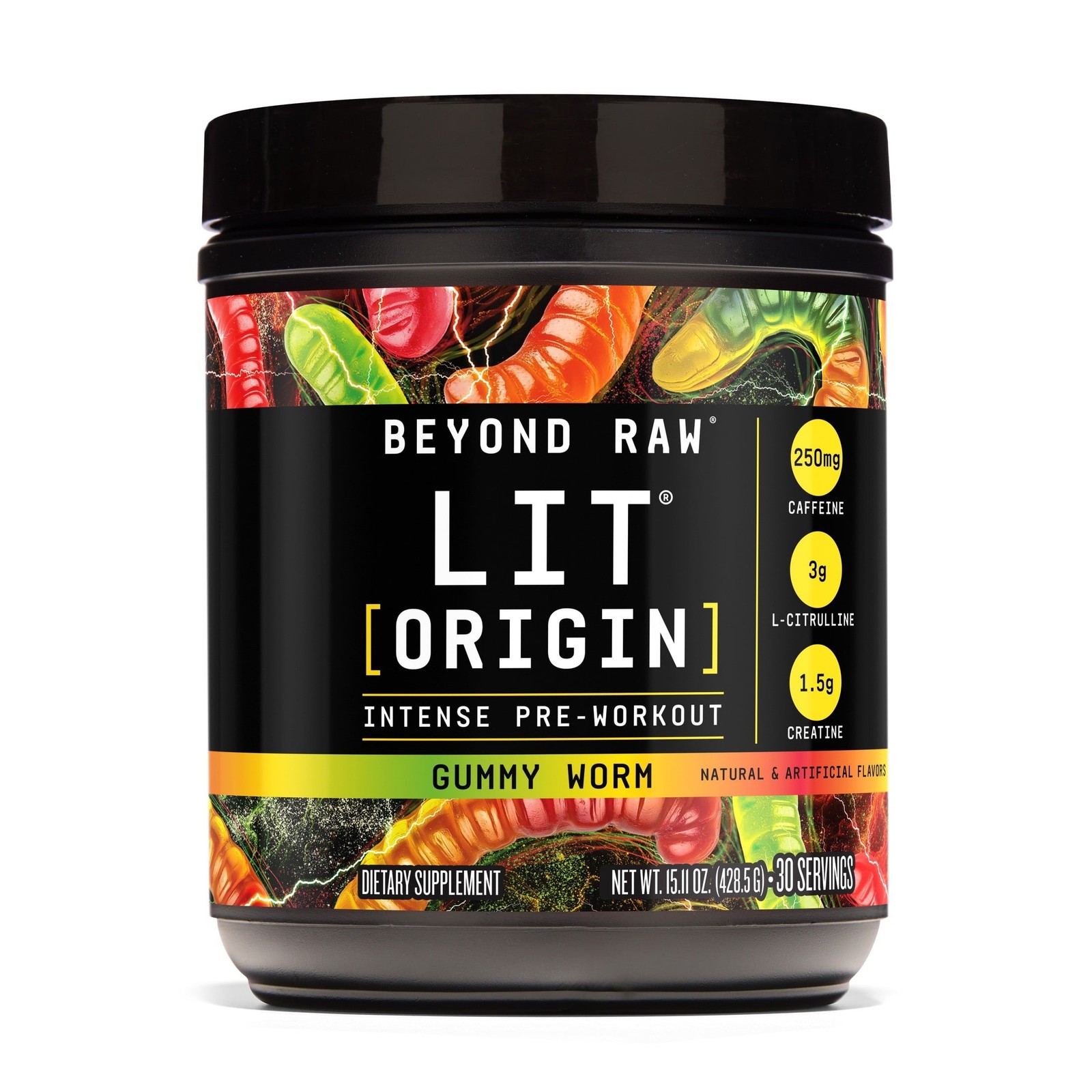Beyond Raw LIT Origin Pre Workout Powder, Watermelon, for Men & Women