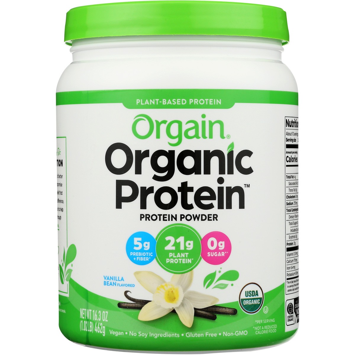 Orgain Organic Plant Based Protein Powder Vanilla Bean 16.3 Oz Rice 1 Pack