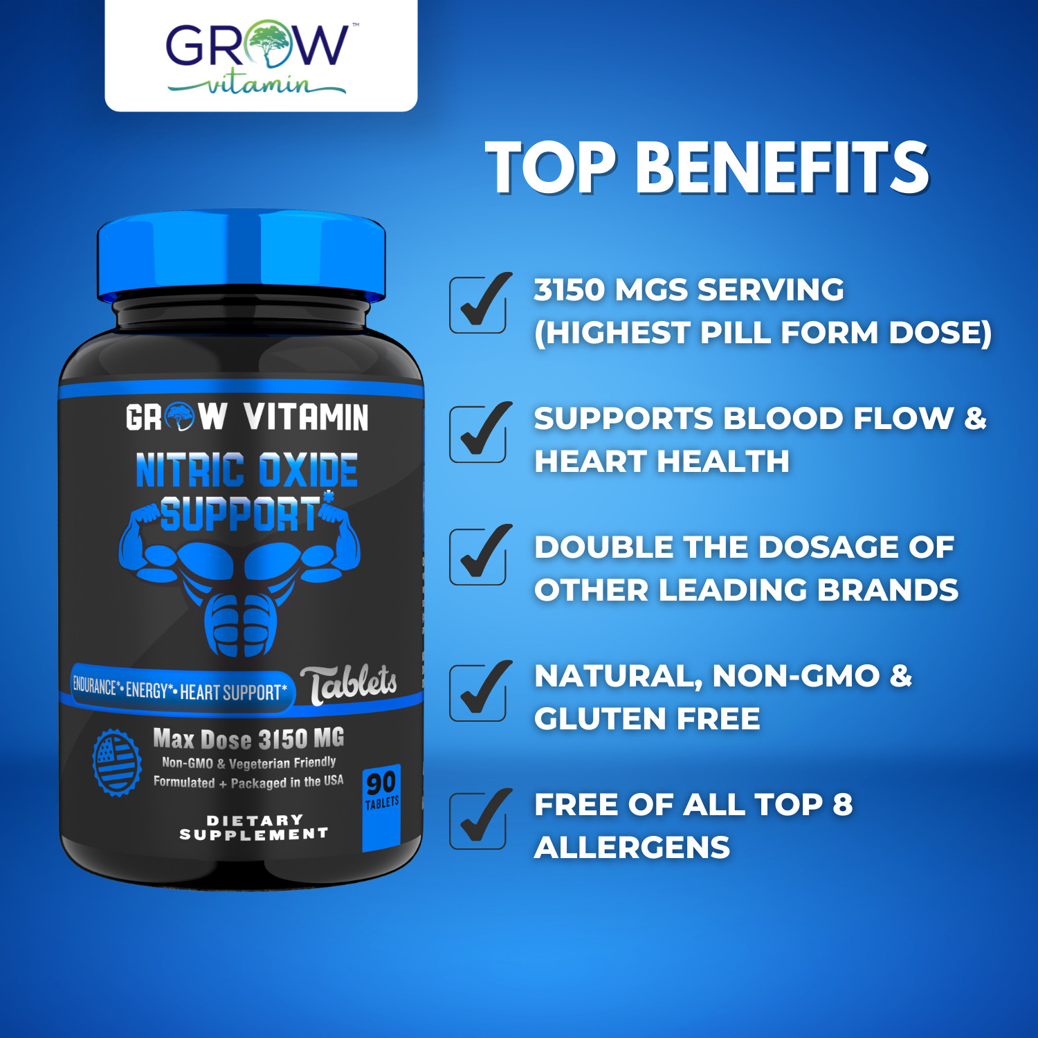 L Arginine Male Enhancing Supplement from Nitric Oxide, Max Dose 3150mg- 90 Caps