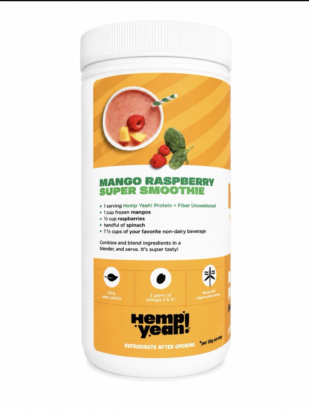 Manitoba Harvest Hemp Yeah! Hemp Protein Powder Unsweetened Non-GMO Vegan 16 oz