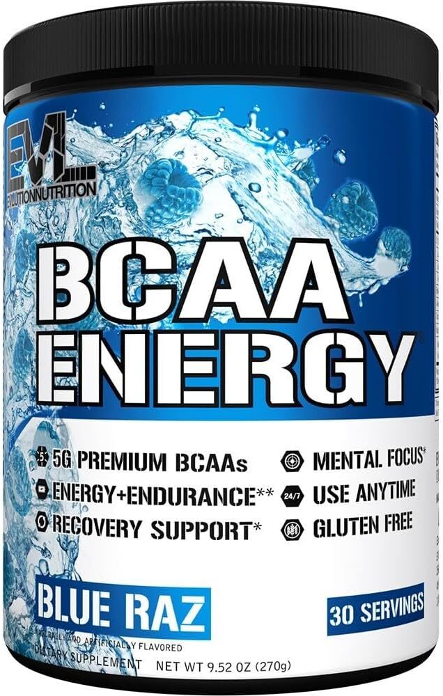 EVL Evlution Nutrition BCAA Energy Amino Acid Pre-Workout Powder – 30 & 65 Srv