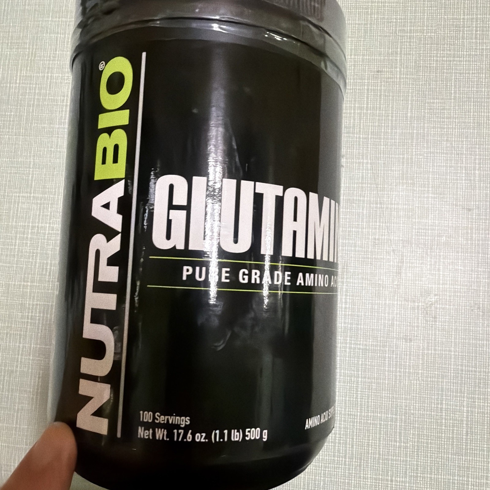 NutraBio Glutamine Pure Grade Amino Acid– 1.1 lb. 100 Servings. BB 06/2027