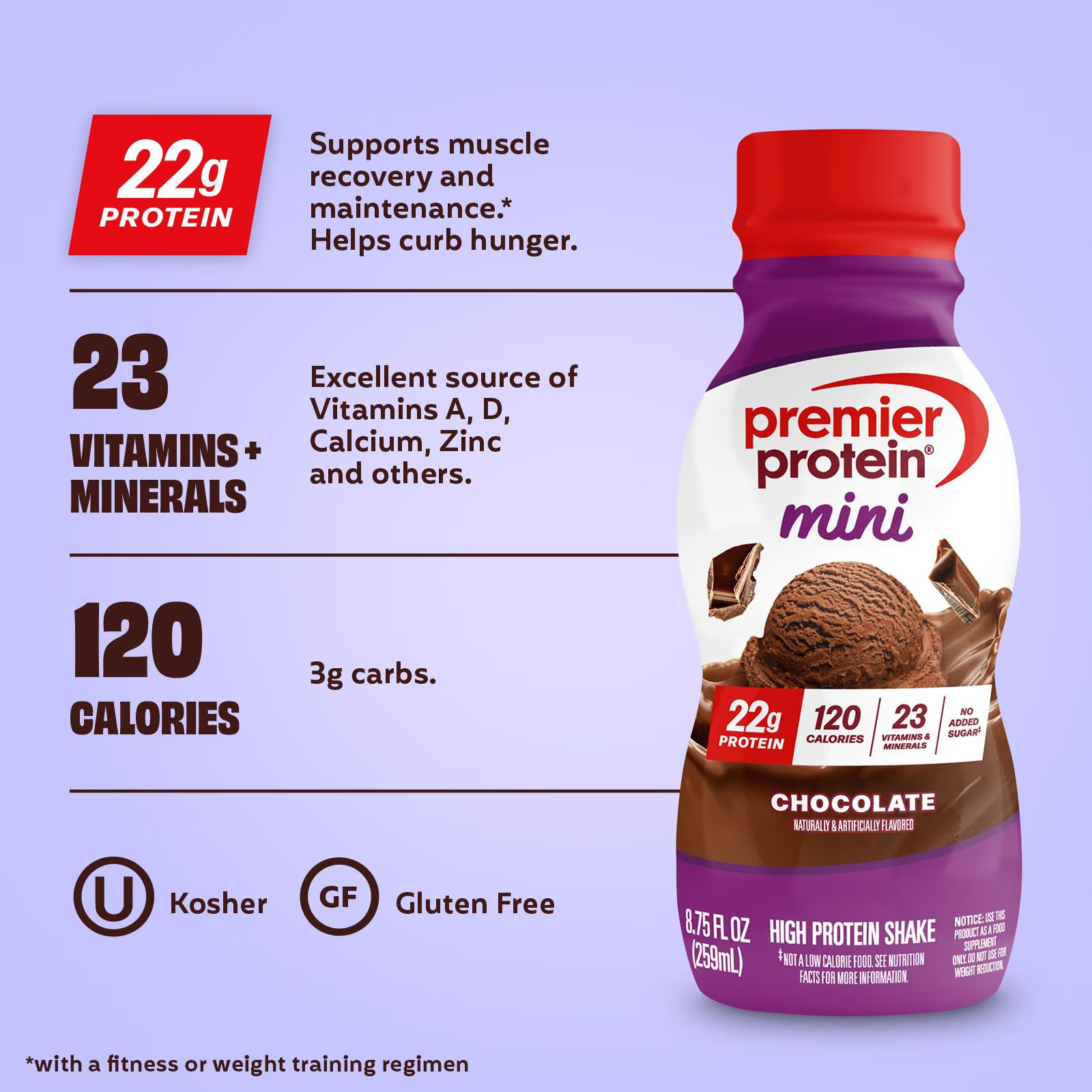 Premier Protein Mini Protein Shakes, Chocolate, 8.75 fl. oz., 12 pk.