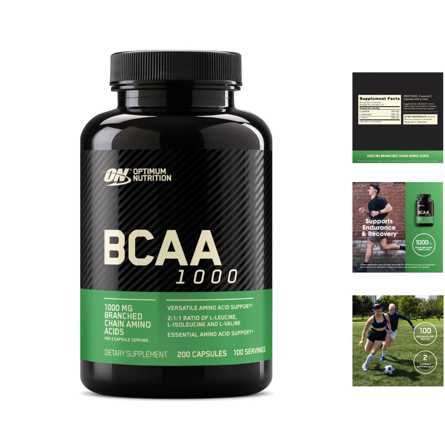 200 Count Instantized BCAA Capsules – 1000mg Muscle Recovery Supplement