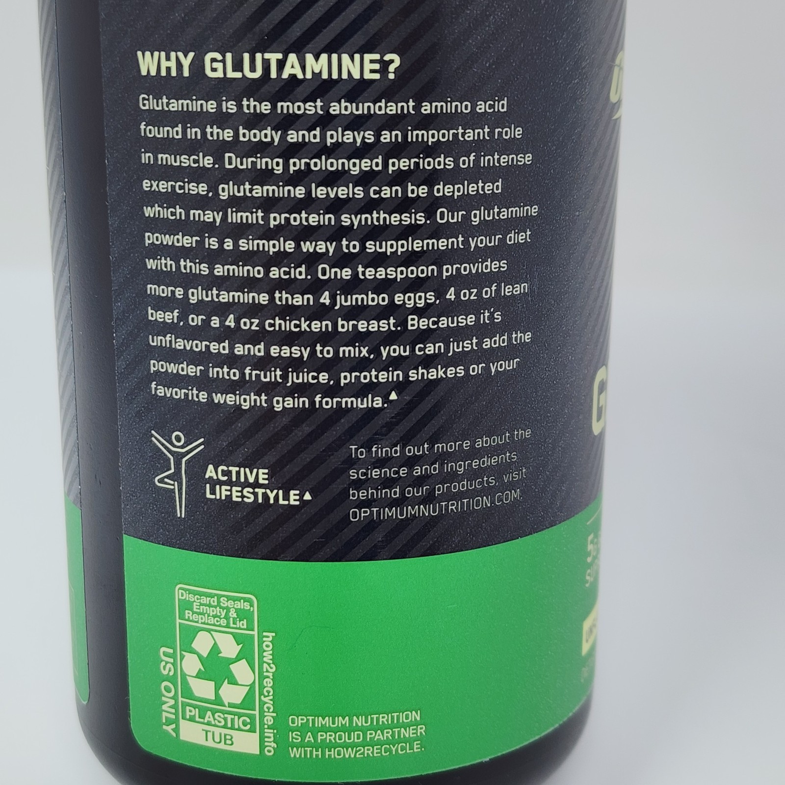 Optimum Nutrition ON Glutamine Powder Unflavored 10.58 oz (300 g) Exp 06/2028