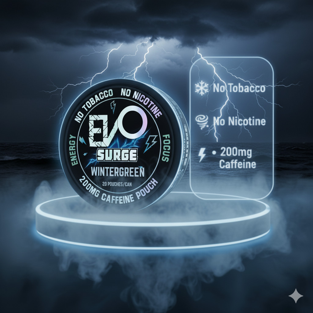 EVO Surge 200mg Caffeine Pouches – 5 Pack (20 Count/Can) – WINTERGREEN