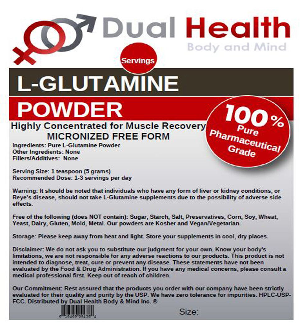 L-GLUTAMINE 100g (3.5 oz) Powder Free Form Kosher Kosher Bodybuilding Recovery