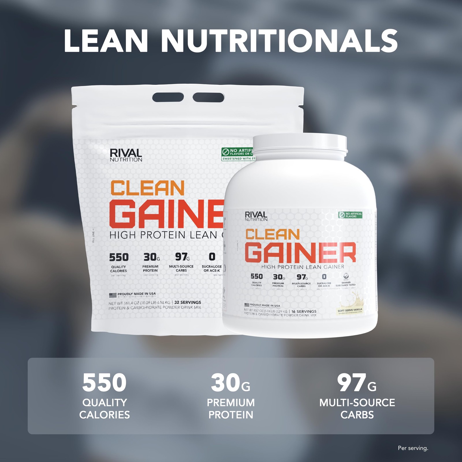 HighProtein Clean Gainer Powder 5LB Vanilla 550 Calories, 30g Protein