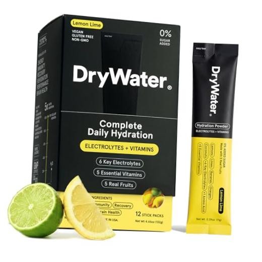Electrolyte + Vitamin Hydration Powder Packets – 1,000mg Potassium, Lemon Lime
