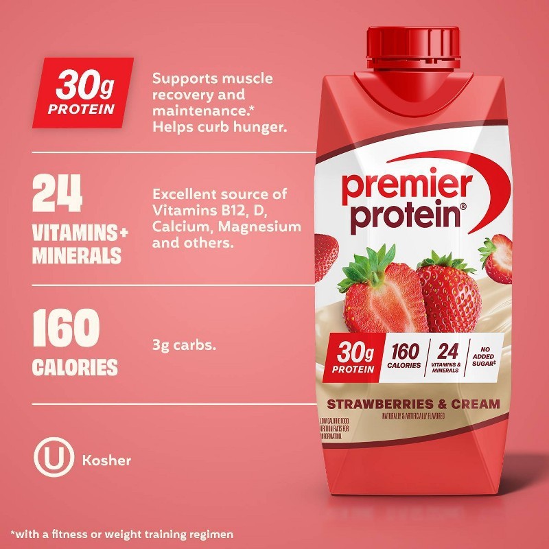 Premier Protein Strawberries & Cream Non-Caffeinated Whey Protein Nutritional
