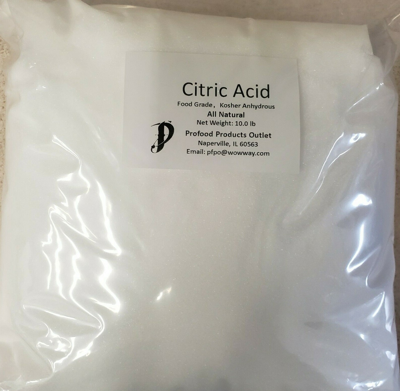 Citric Acid anhydrous, 10.0 lb, 100% Pure, All Natural, food grade