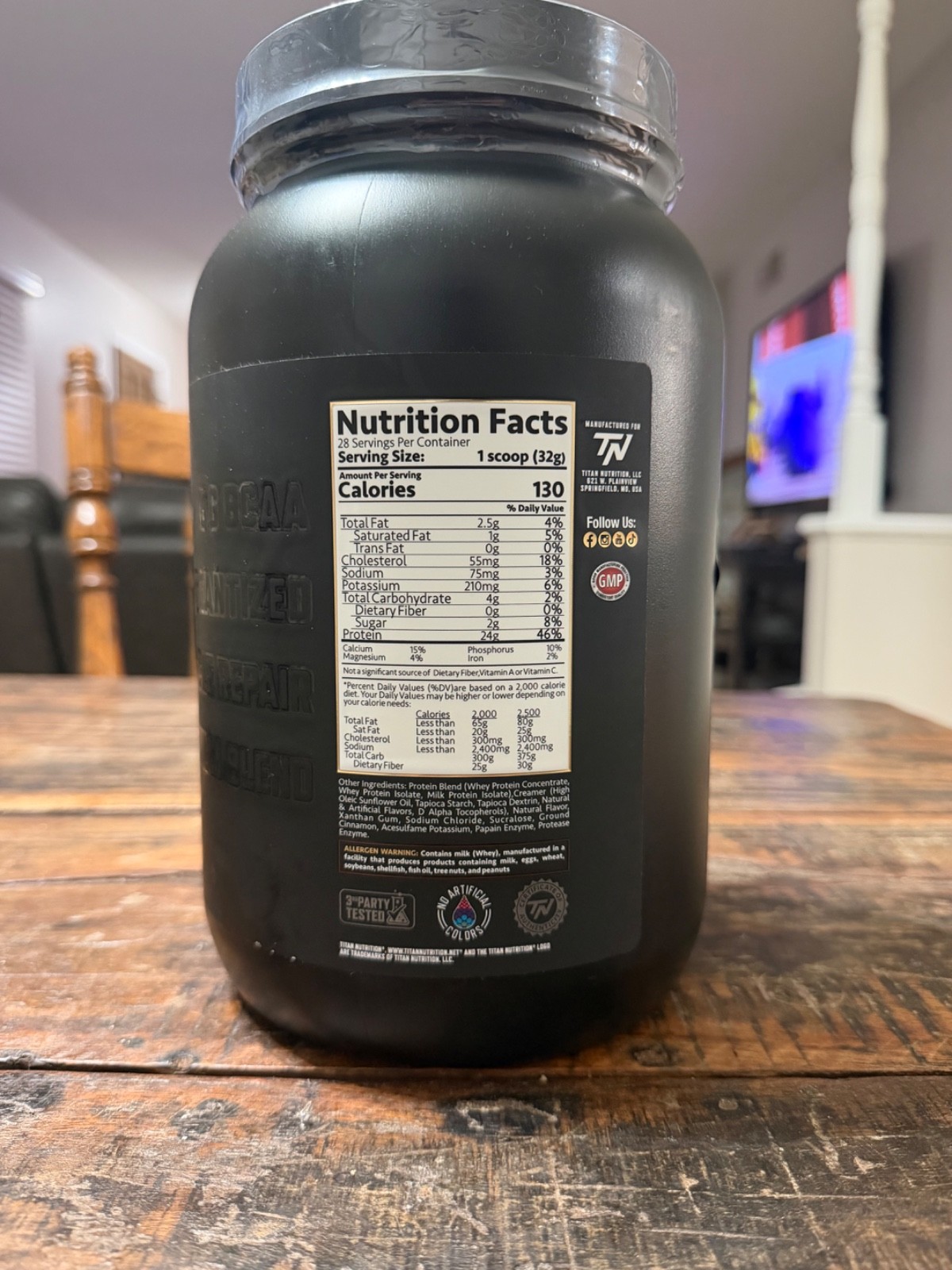 Titan Nutrition whey protein powder 2 lb Snickerdoodle Expiration 02/2027