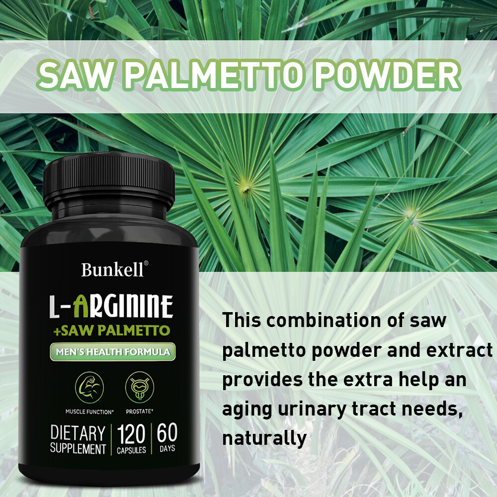L Arginine Saw Palmetto for Men Prostate Health – Nitric Oxide & Muscle Support