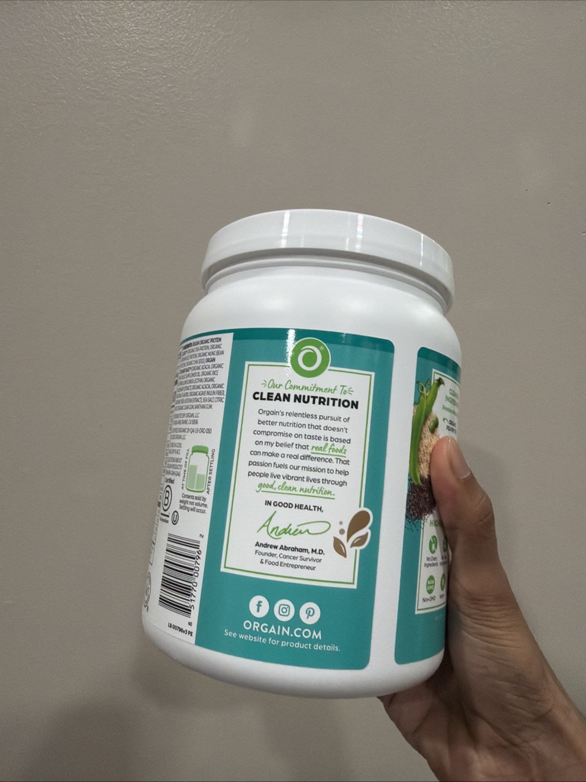 Orgain Organic Plant Based Protein Powder Fruity Cereal Flavor 16.3oz