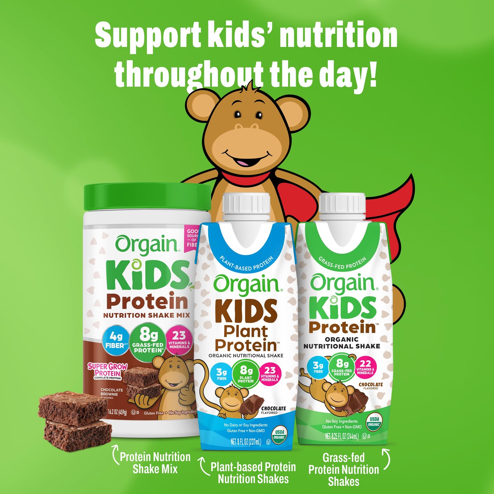 Orgain Organic Kids Protein Nutritional 8.25 Fl Oz (Pack of 4), Chocolate