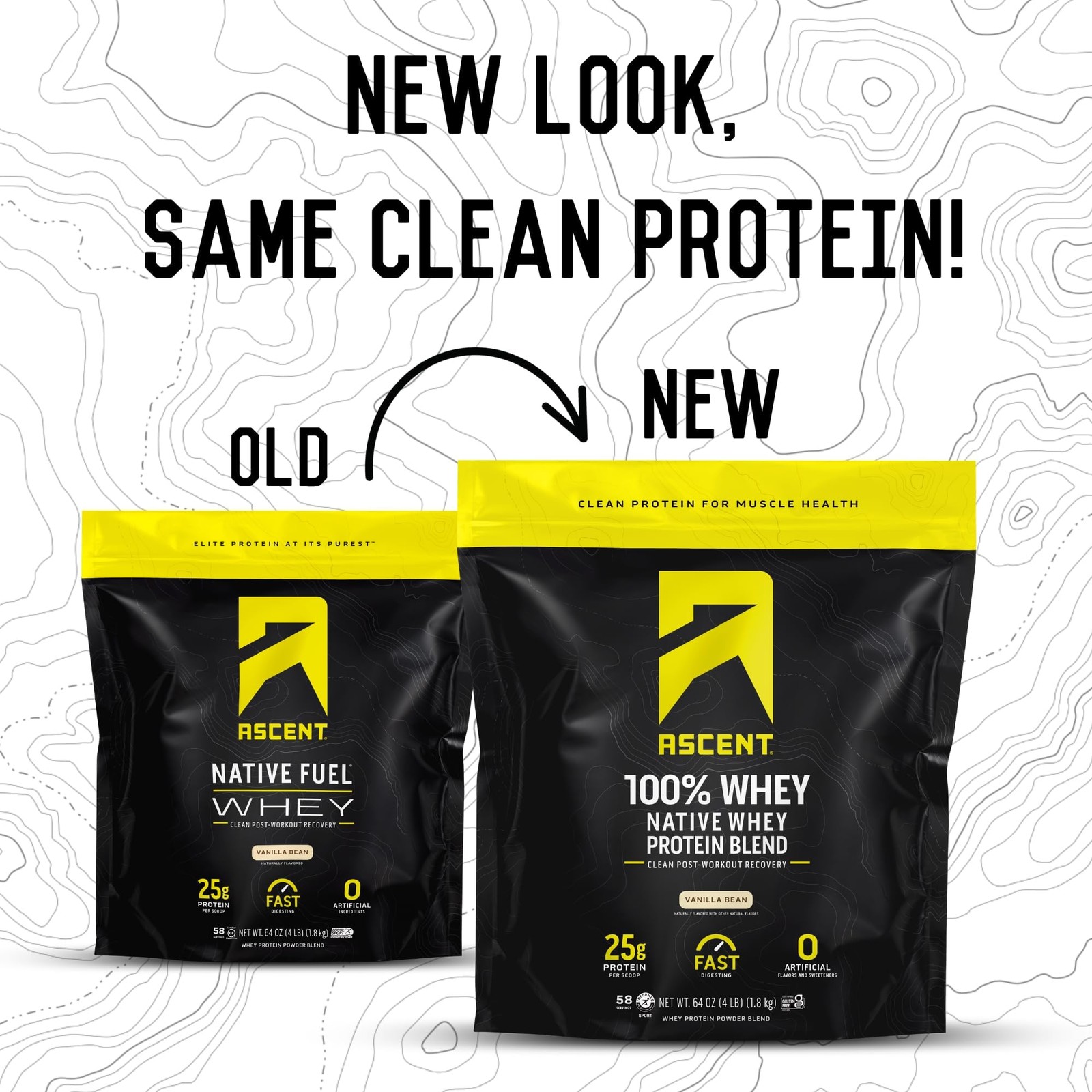 Ascent 100% Whey, Native Whey Protein Blend – Clean Post 4 Pounds (Pack of 1)