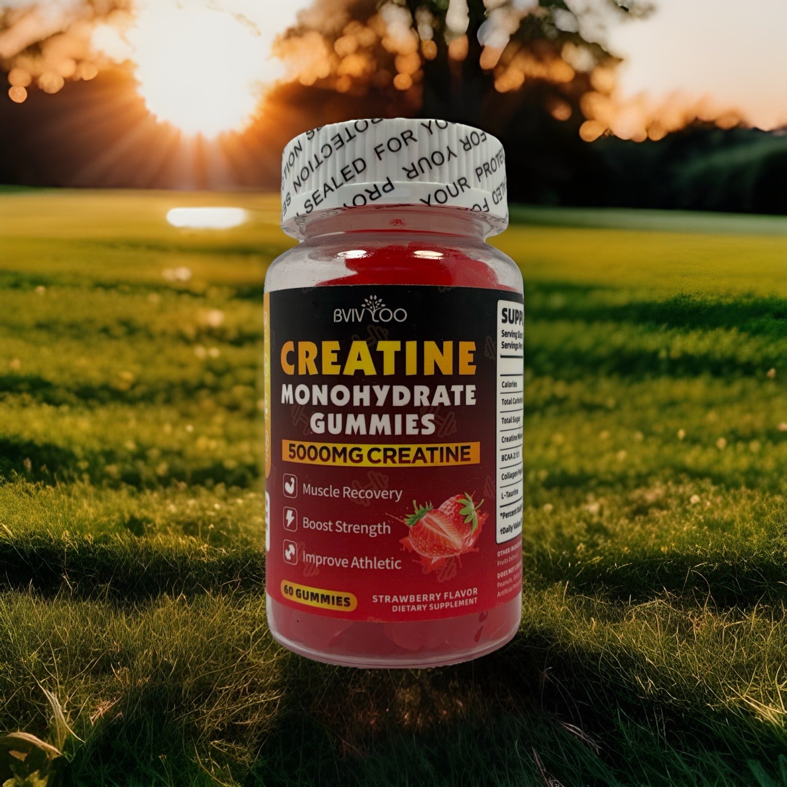 4 In 1 Creatine Monohydrate 5000mg, BCAA,Collagen Peptides,L-Taurine 60 Gummies
