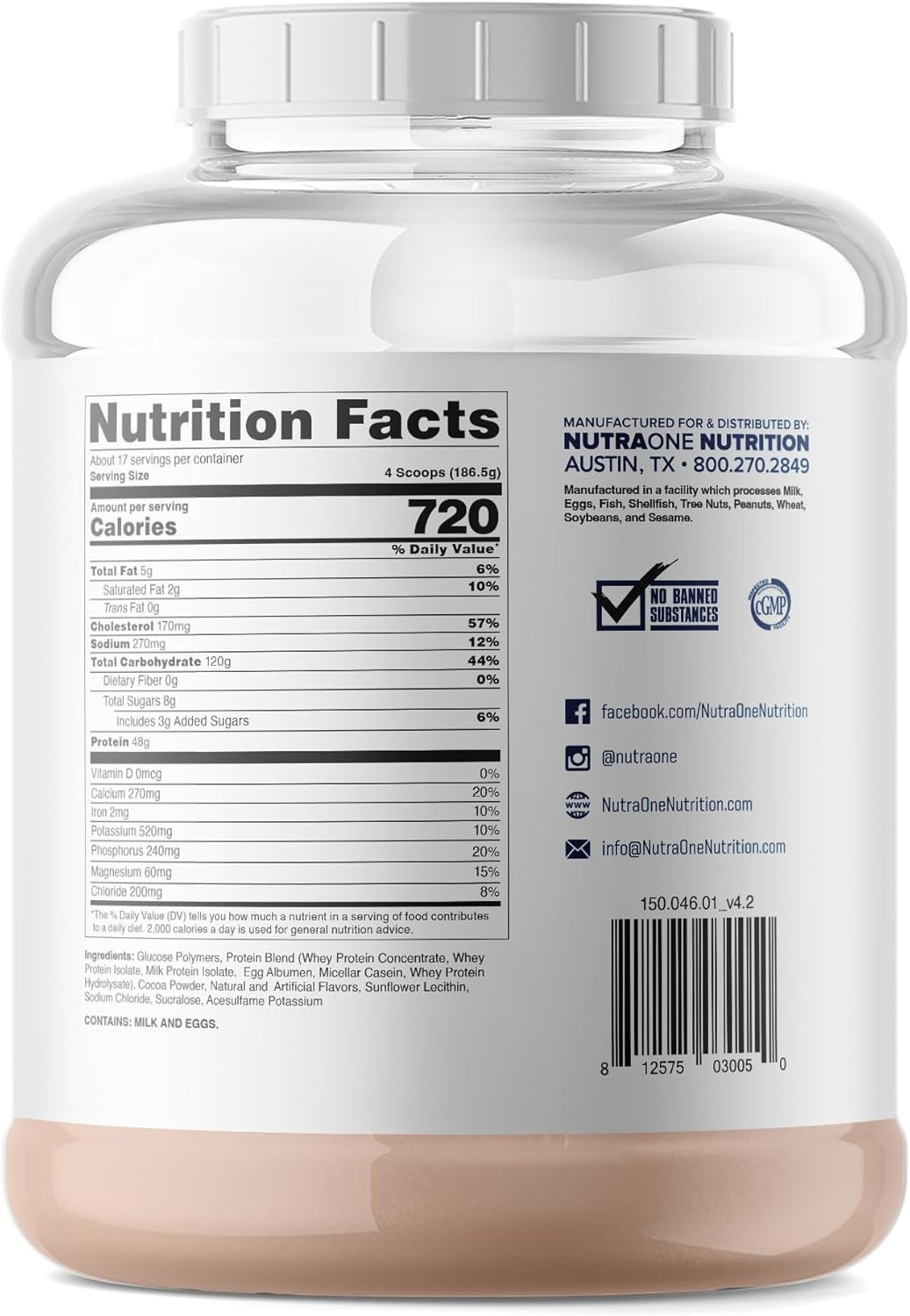 Massone Mass Gainer Protein Powder Gain Weight Protein Meal Replacement (Gourmet