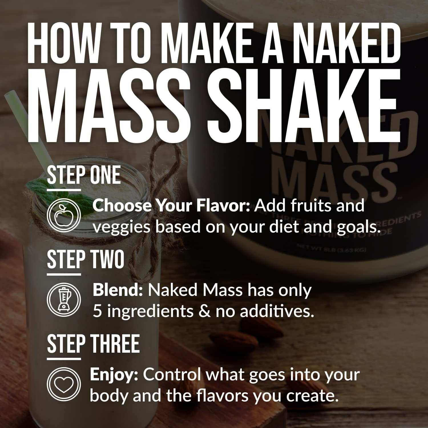 NAKED Chocolate Mass Gainer – All Natural Weight 8 Pound (Pack of 2)