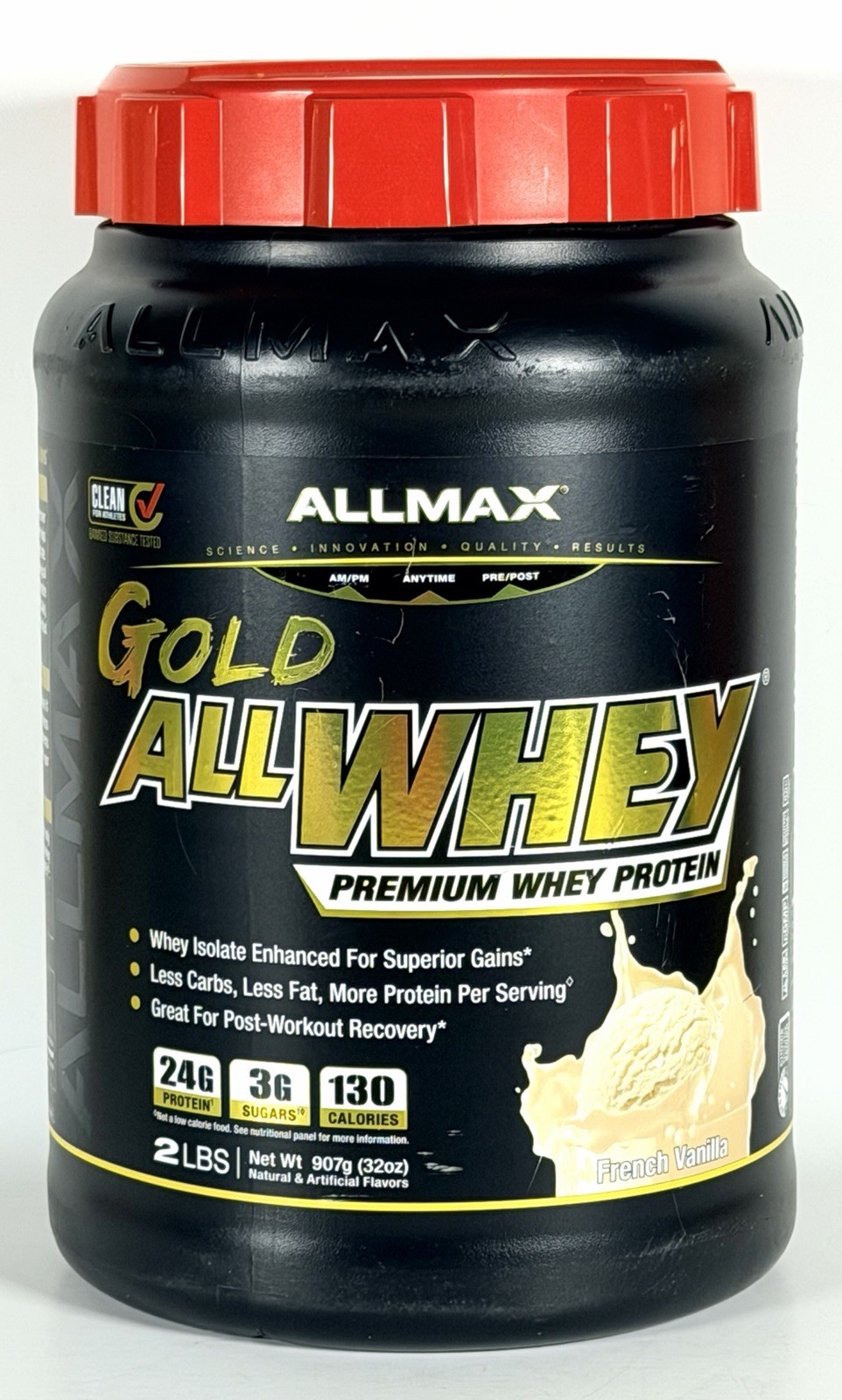 ALLMAX Gold AllWhey French Vanilla Whey Protein Powder 2 lb 24g Protein Exp 7/27